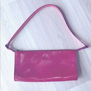 Monsac Leather Mini Shoulder Handbag Cranberry Pink NWT COA Classic